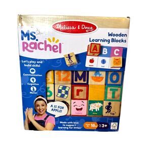 Melissa & Doug Ms. Rachel Wooden Learning Blocks & Activity Cards set New in Box